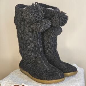Geisswein Women's Wool MukLuk Boots, Dark Gray, Sz 7